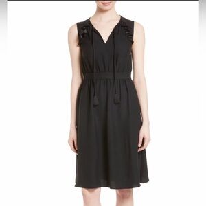 Kate Spade Ruffle Crepe Fit and Flare Dress Black $328 – S/M